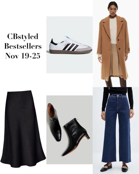 Bestsellers Nov 5-18
1. Adidas Sambas: the trendiest sneaker for fall and finally restocked on the 🇨🇦 site! Lots of sizes are left. They fit big, I’m women’s 7.5 and got men’s 6 which is like a women’s 7.
2. Wool coat: classic camel wool coat, last fall I tried on several and this was my fave and it was the winner again when I compared several grey wool coats. Pricy but great quality. Roomy fit, I’m 5’ 7” wearing S. Lined and 78% wool. ON SALE!
3. Satin A line skirt: very versatile for all your holiday outfits! Use the size chat, I got M. 
4. Kitten heel boots: on sale! So cute, versatile and comfortable! Fit tts.
5. Wide leg cropped jeans: trendy and chic, easy to dress up or down. High waisted and the denim is quite stretchy. Fit tts (I’m 5’ 7 for my usual size 4 and cut approx 1/4 inch off the bottom after washing). 

I also linked more of last weeks most popular items


#LTKover40 #LTKCyberWeek #LTKshoecrush