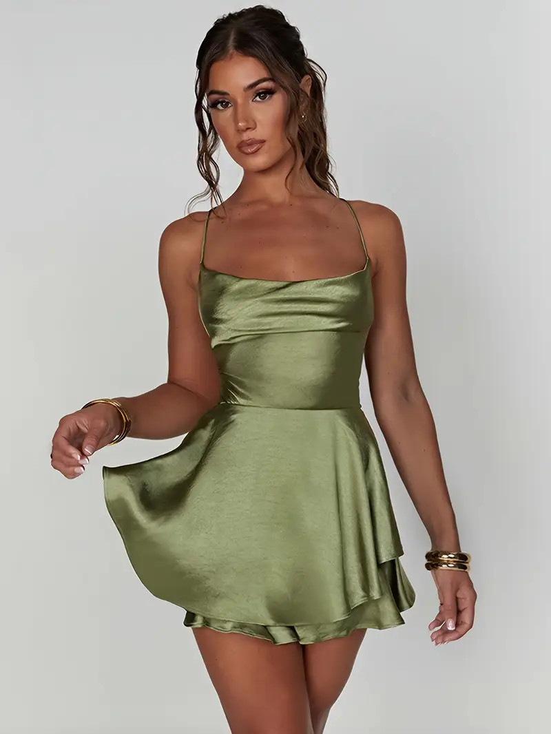 Backless Spaghetti Strap Tiered Dress Stylish Cowl Neck A - Temu | Temu Affiliate Program