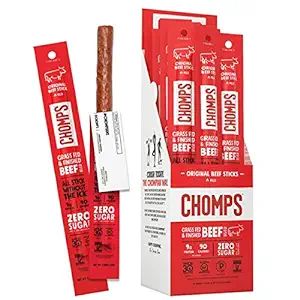 CHOMPS Grass Fed Original Beef Jerky Snack Sticks, Keto, Paleo, Whole30 Approved, Non-GMO, Gluten... | Amazon (US)