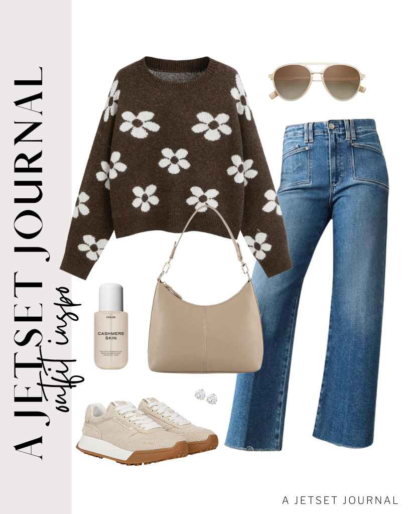 For a coffee and white floral sweater from CIDER and the Astylish high-waisted jeans combo, these Sam Edelman Layla sneakers are the perfect match. Style this fit with a Keyli small shoulder bag and wear a pair of these PAVOI stud earrings to finish the fit. 

 #LTKSeasonal #LTKSaleAlert #LTKTravel