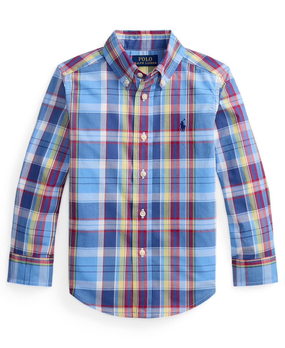 Polo Ralph Lauren Boys' 2-7 Plaid Button-Down Poplin Shirt - Blue/Red | Macy's