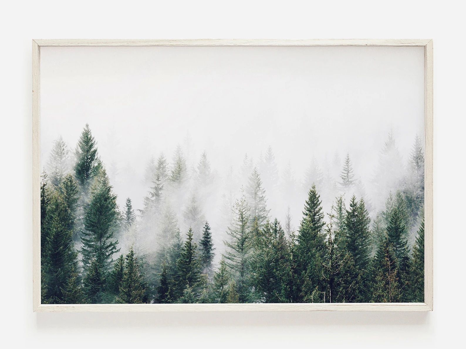 Foggy Pine Forest Nature Wall Art Misty Green Forest Print | Etsy | Etsy (US)