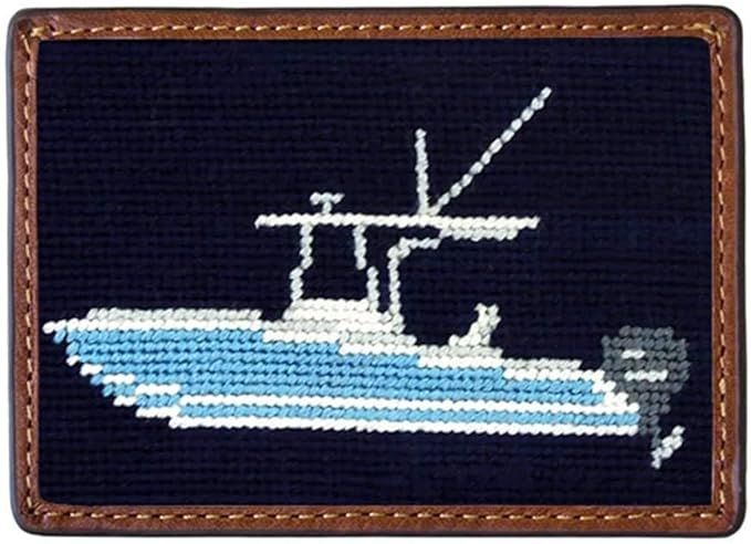 Power Boat Needlepoint Credit Card Wallet in Dark Navy by Smathers & Branson | Amazon (US)