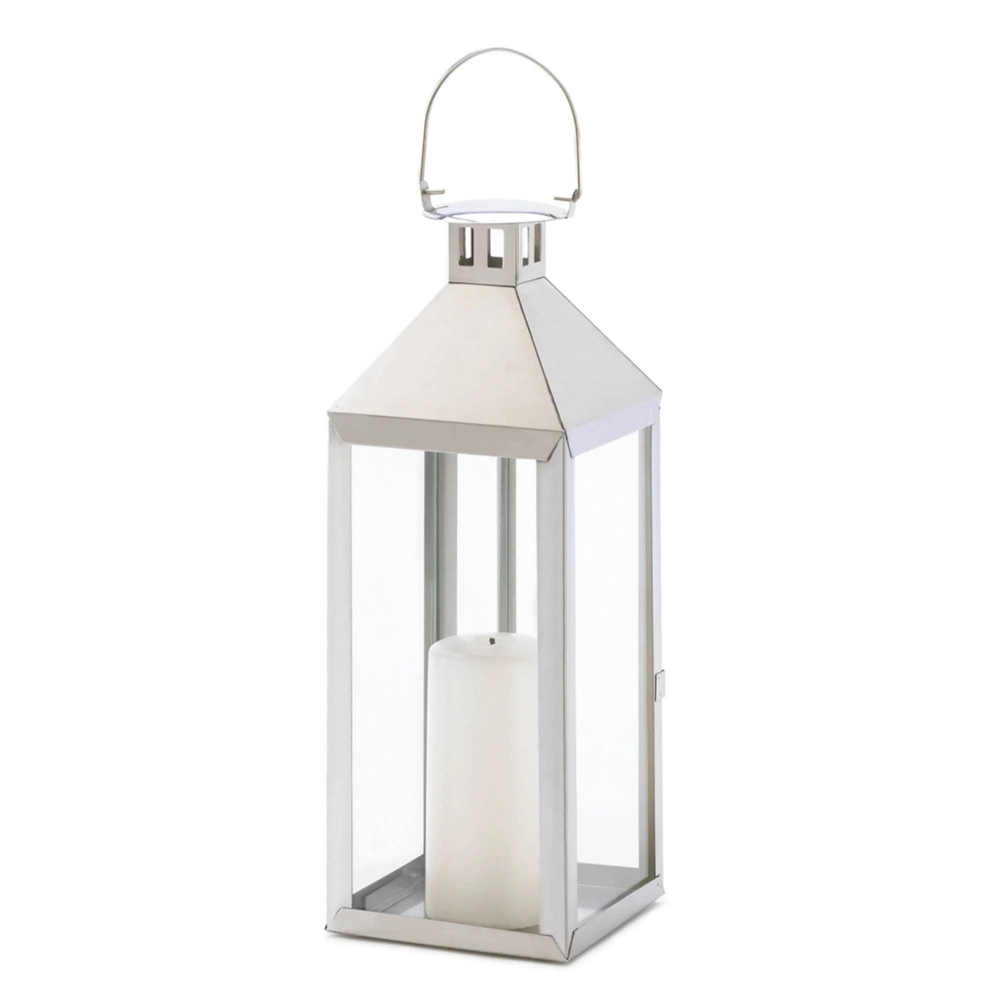 Zingz & Thingz Pillar Candle Lantern - 15" - White | Walmart (US)