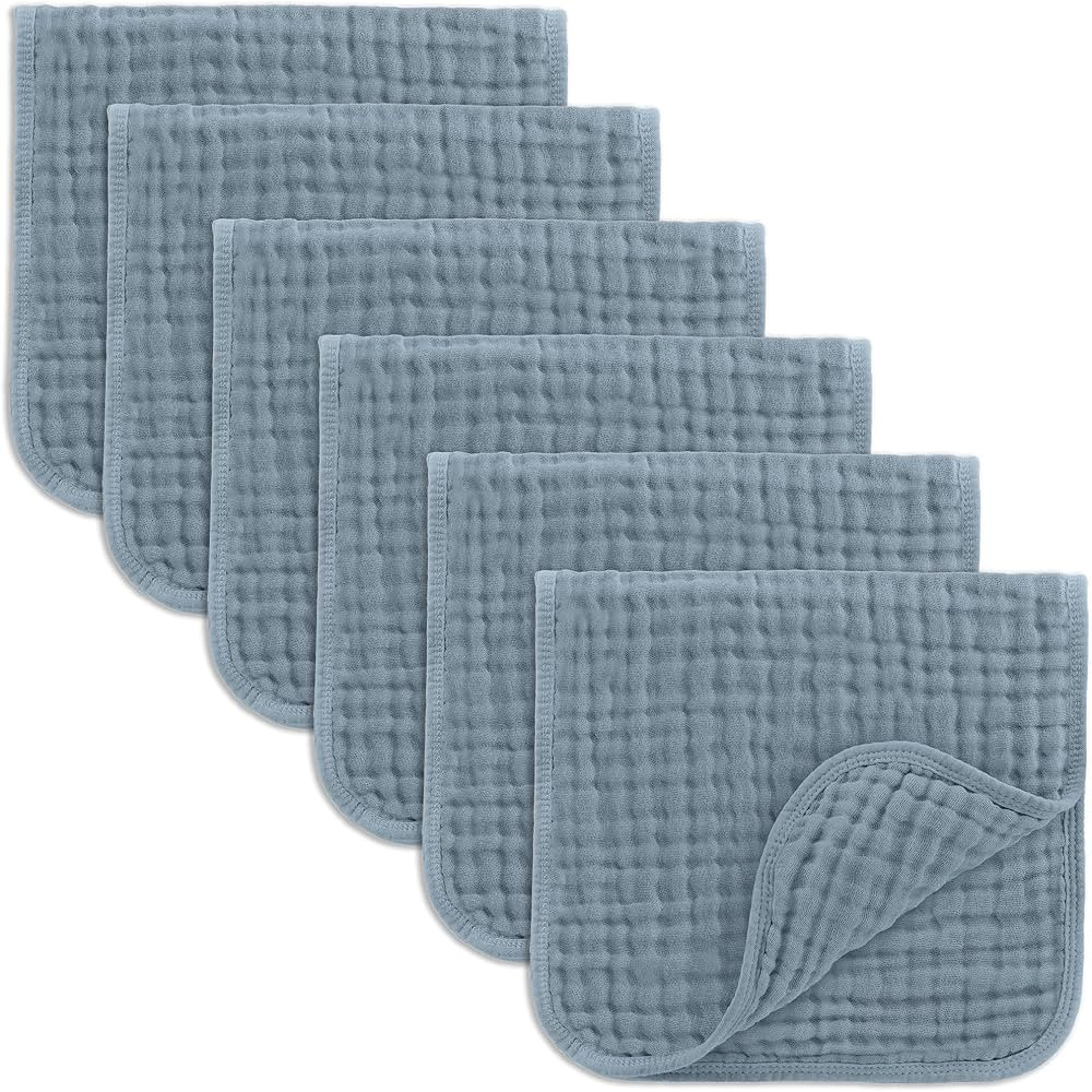 Comfy Cubs Muslin Burp Cloths Large 100% Cotton Hand Washcloths for Babies, Baby Essentials 6 Lay... | Amazon (US)