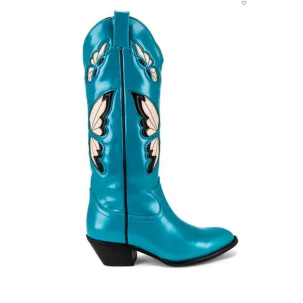 Jeffrey Campbell Women's Mid calf Boots - Blue/Multi - US 8 | Depop US