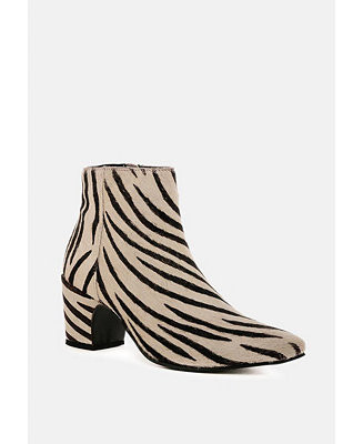 ELISSA Womens Zebra Print Ankle Boots | Macy's