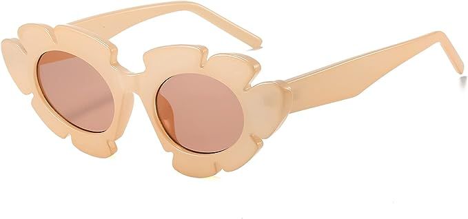 Breaksun Fashion Cat Eye Flowers Sunglasses for Women Men Trendy Cute Oval Cat-eye Sun Glasses Re... | Amazon (US)