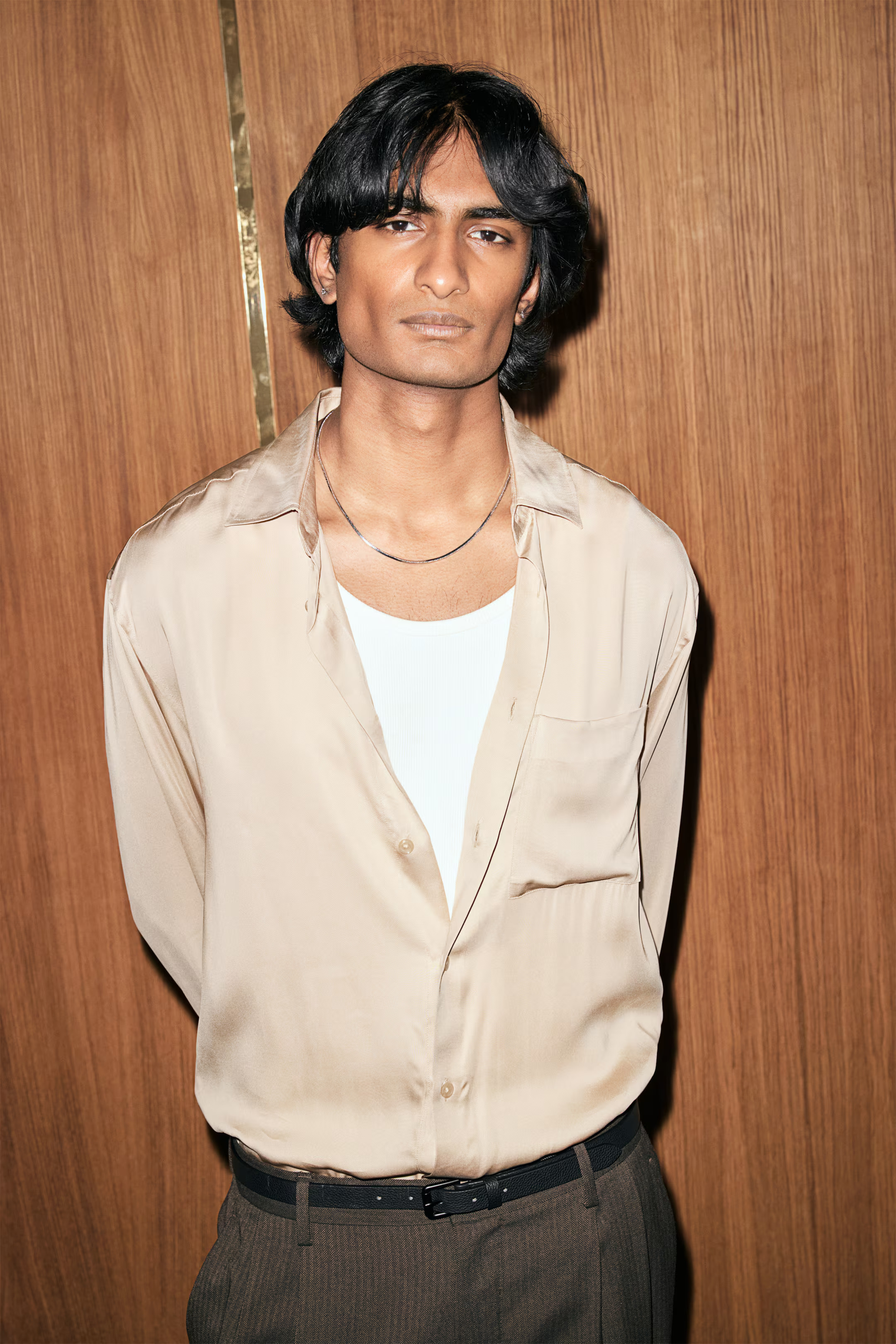 Regular Fit Satin Shirt - Beige - Men | H&M US | H&M (US + CA)