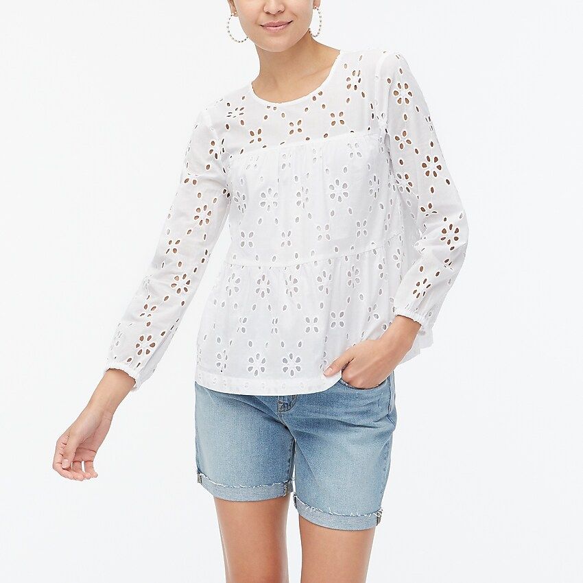 Eyelet tiered popover top | J.Crew Factory