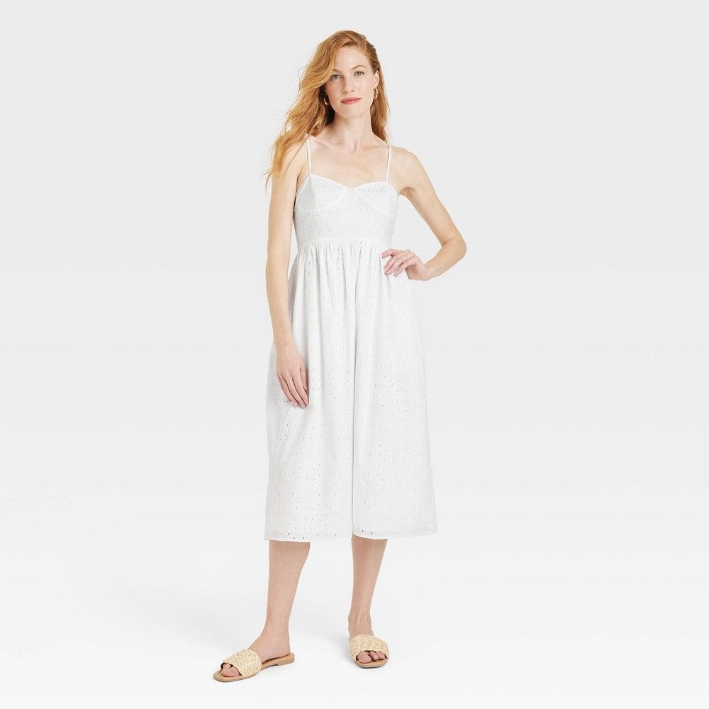 Women's Sleeveless Eyelet Sun Dress - A New Day White M | Target