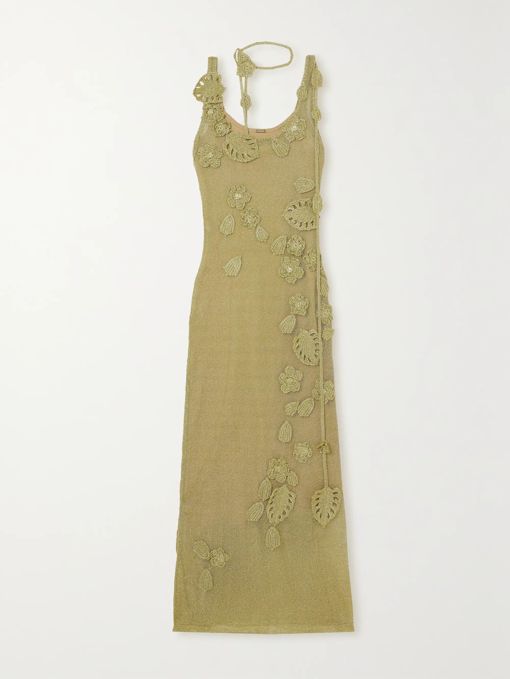 Pemma appliquéd metallic crochet-knit maxi dress | NET-A-PORTER (UK & EU)