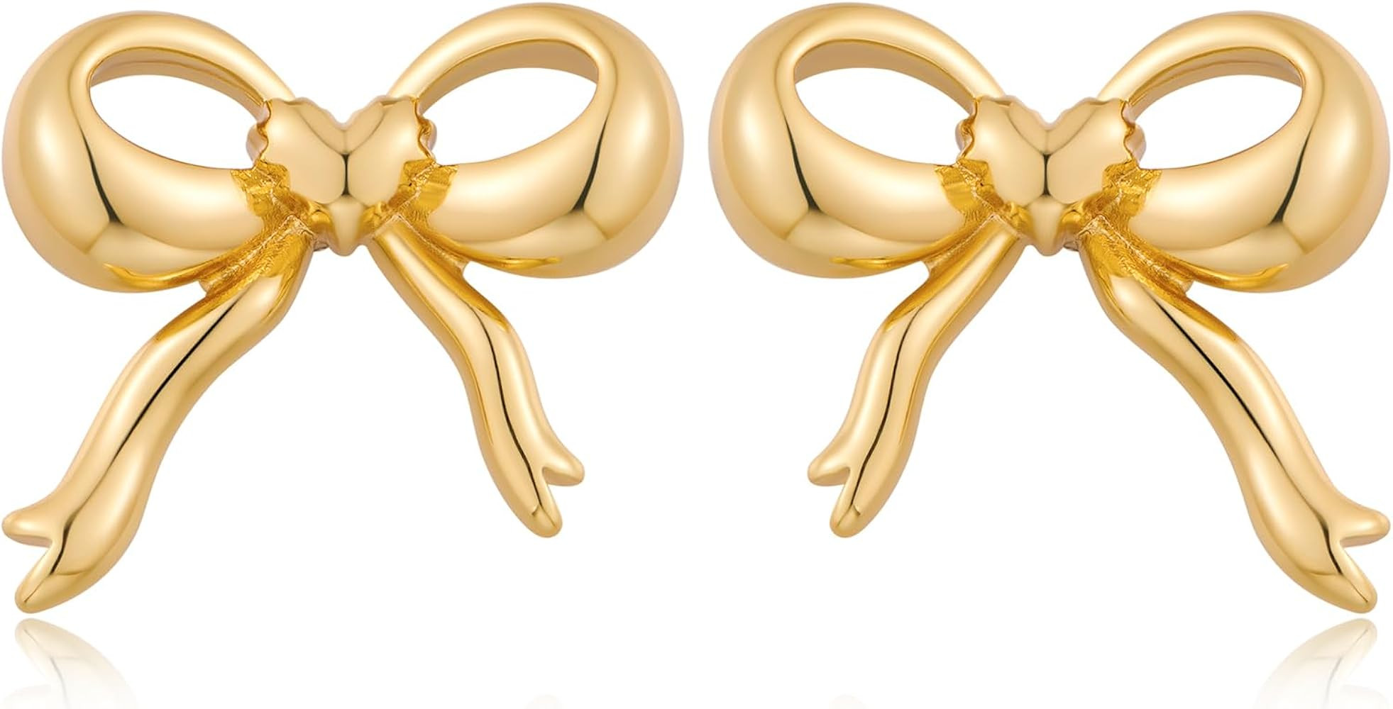 HESSAWELL Ribbon Bow Stud Earrings Gold Stud Earrings for women jewelry Gift | Amazon (US)