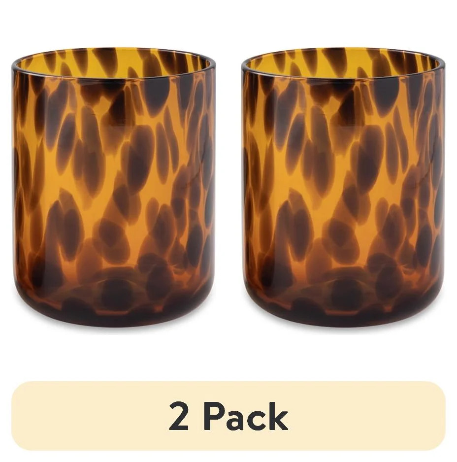 (2 pack) Thyme & Table 12 fl oz Brown Tortoise Drinking Glasses, Set of 4 | Walmart (US)