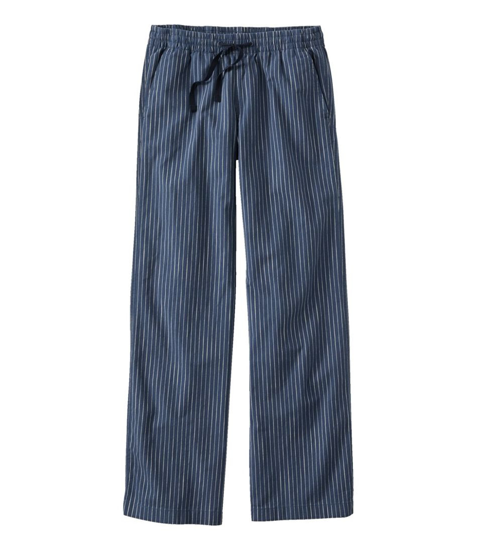 Women's Lakewashed Pull-On Chinos, Mid-Rise Wide-Leg Stripe Chambray | L.L. Bean