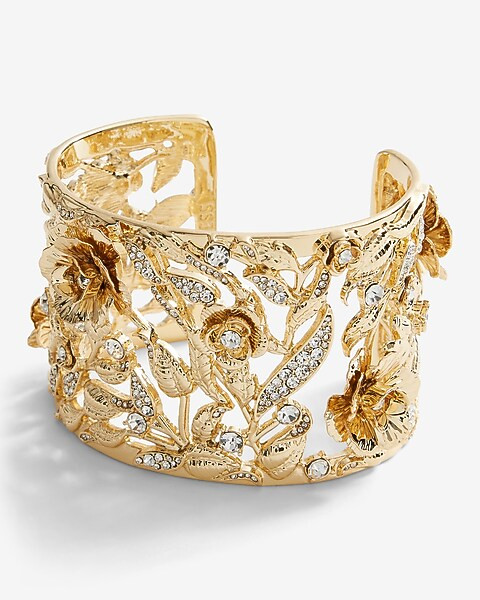 Rhinestone Flower Cuff Bracelet | Express