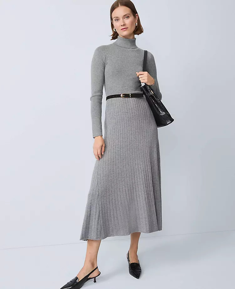 Ribbed Turtleneck Sweater Dress | Ann Taylor
