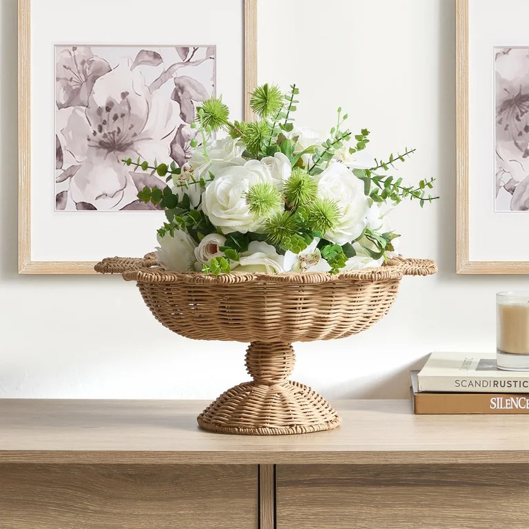 Rattan Scalloped Decorative Bowl, 7", by My Texas House | Walmart (US)