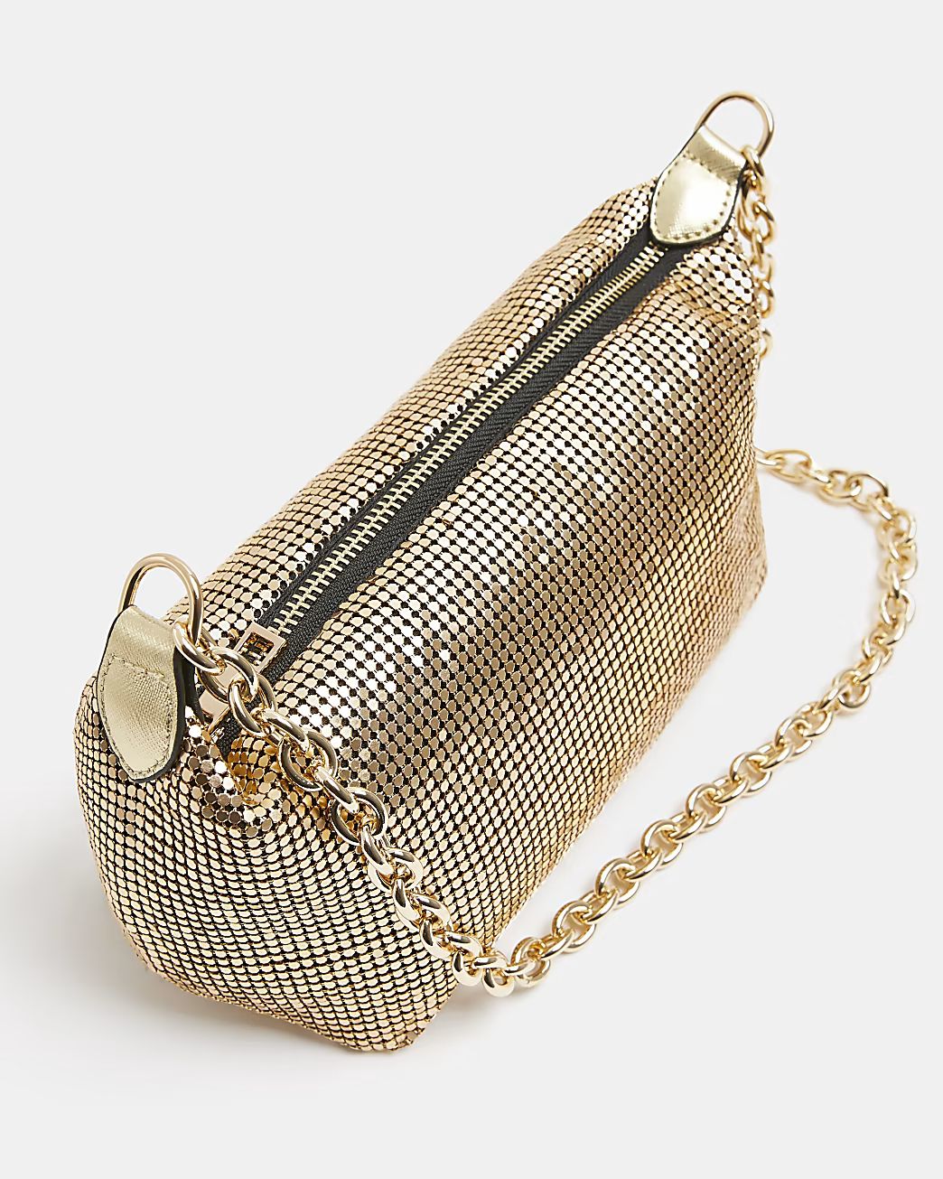 Gold chainmail shoulder bag | River Island (UK & IE)