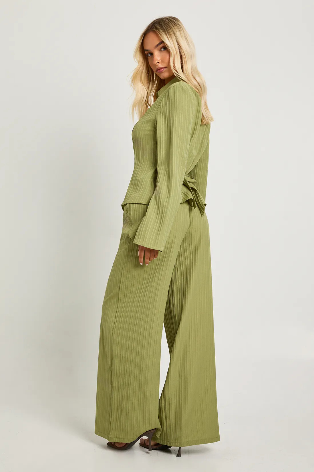Textured Tie Back Shirt & Trouser Co-ord | Boohoo.com (UK & IE)
