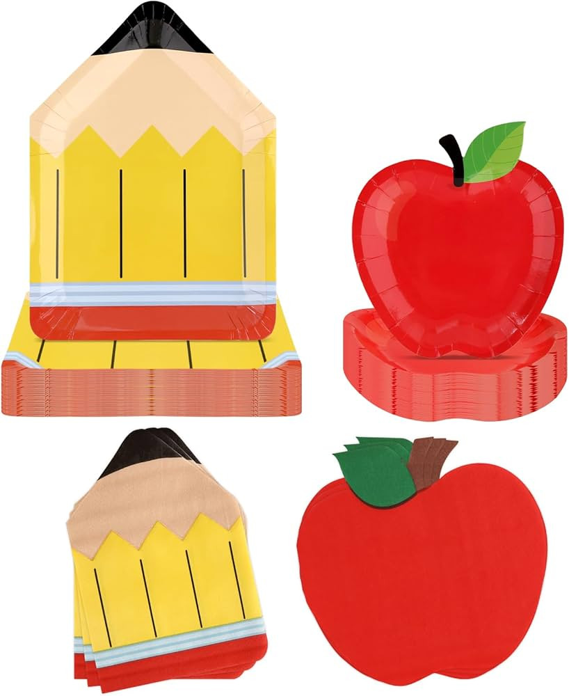 Back to School Decorations Party Supplies Set for 24-Disposable Paper Plates and Napkins, Welcome... | Amazon (US)