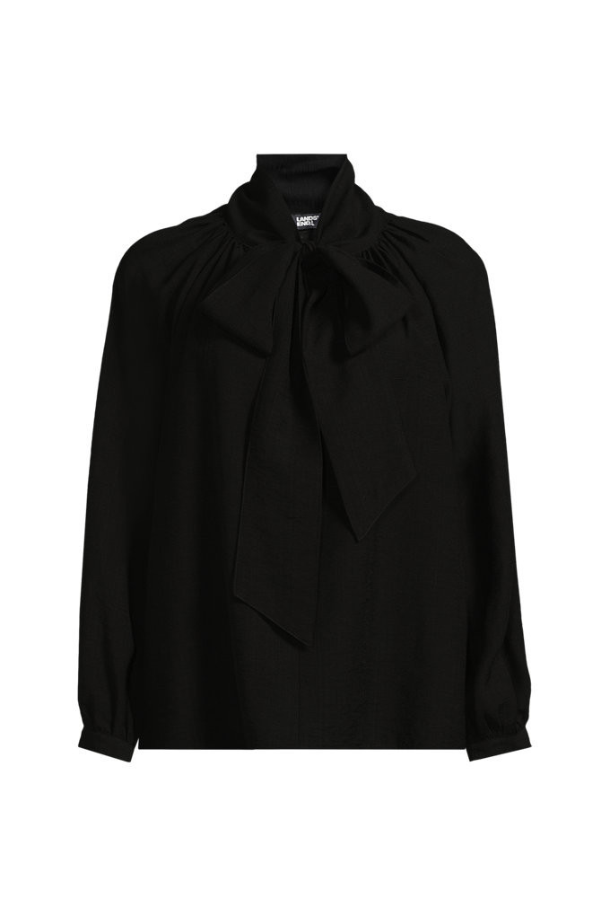 Women's Long Sleeve Bow Blouse - Lands' End - Black - M | Lands' End (US)