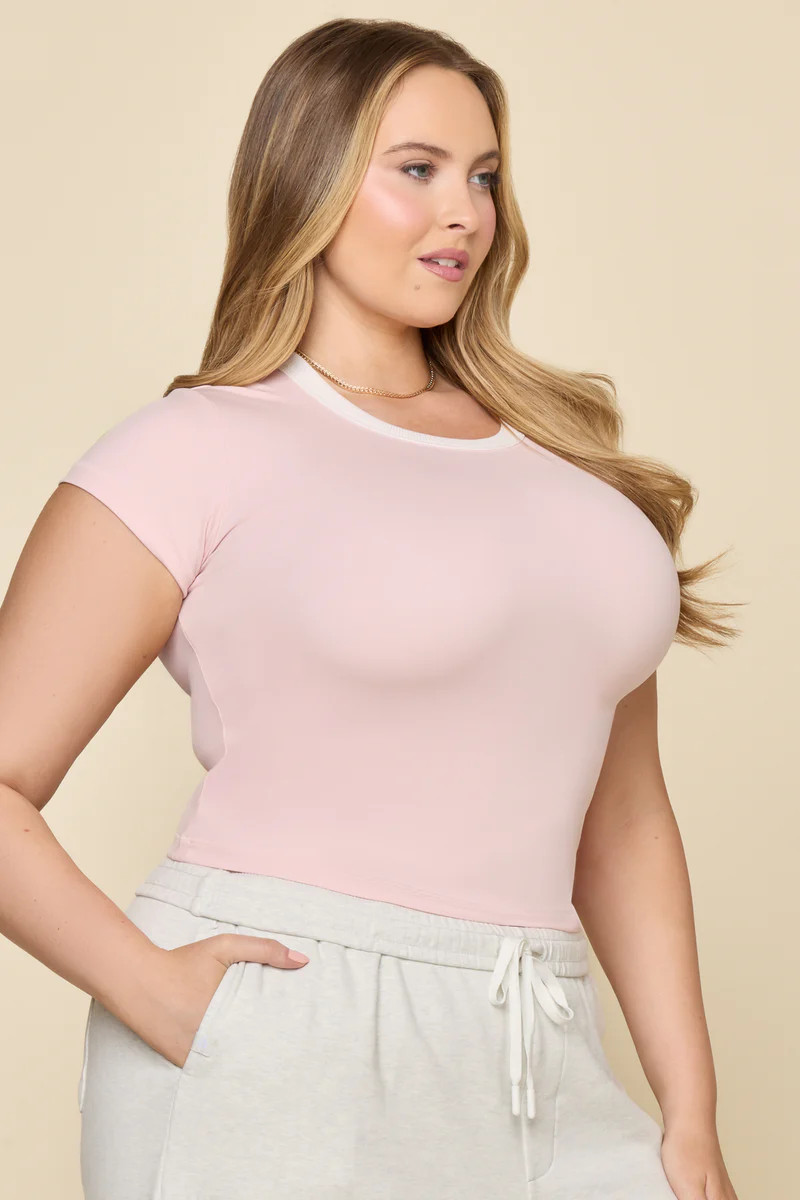 Call Me Baby Ringer Tee - Pink/White | POPFLEX