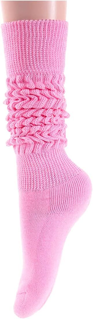 Zmart Slouch Socks Women Scrunch Socks Girls, 80s Socks White Black Orange Cream Socks | Amazon (US)