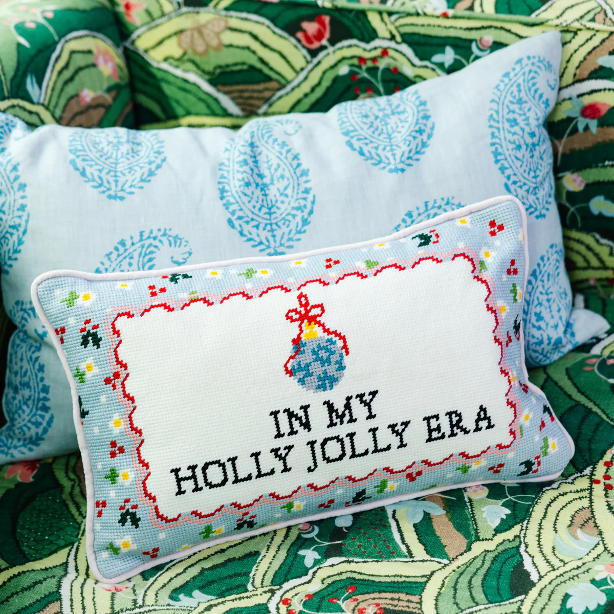Furbish Studio - Holly Jolly Era Needlepoint Pillow | Furbish Studio