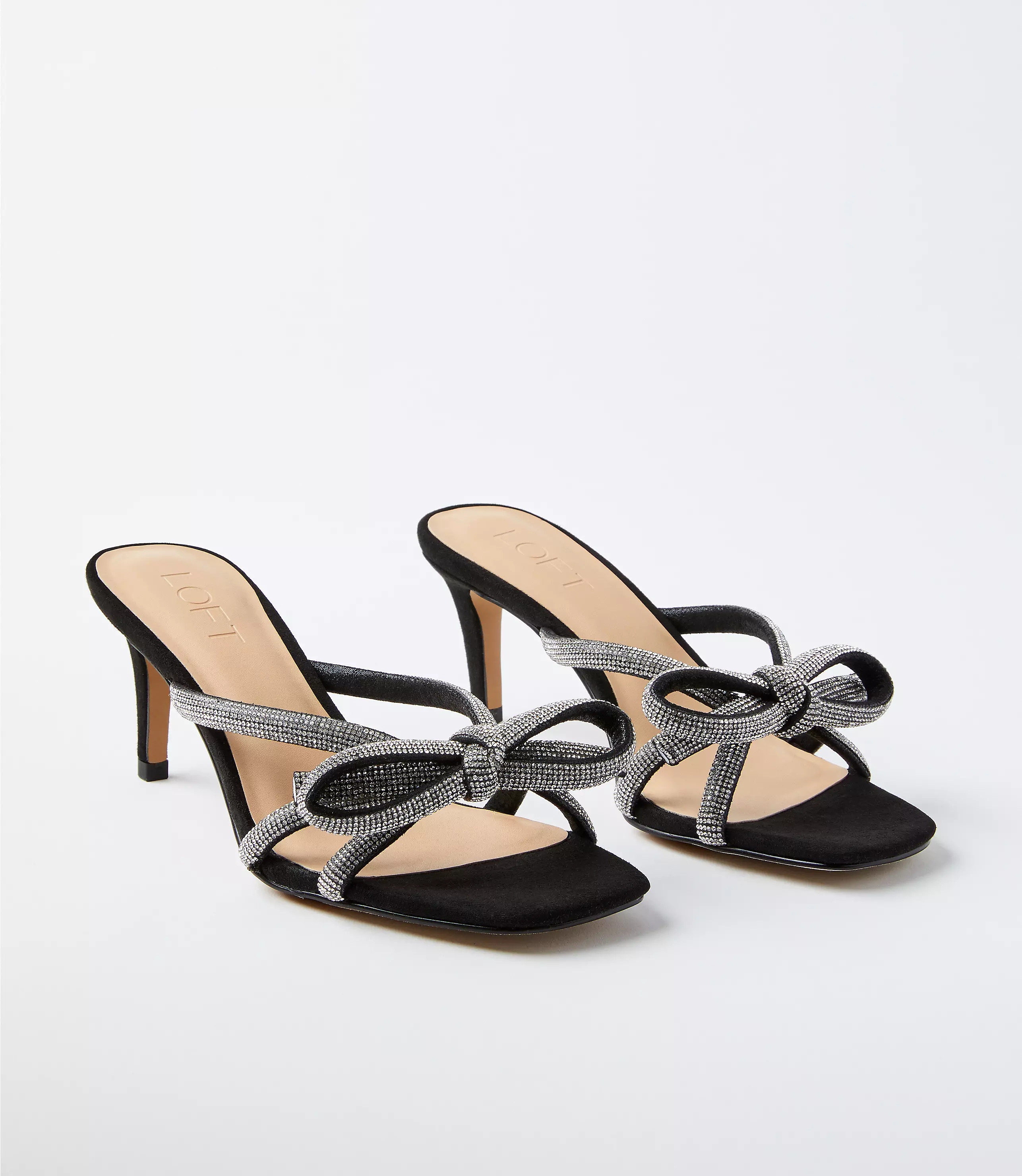 Sparkle Bow Velvet Sandals | LOFT