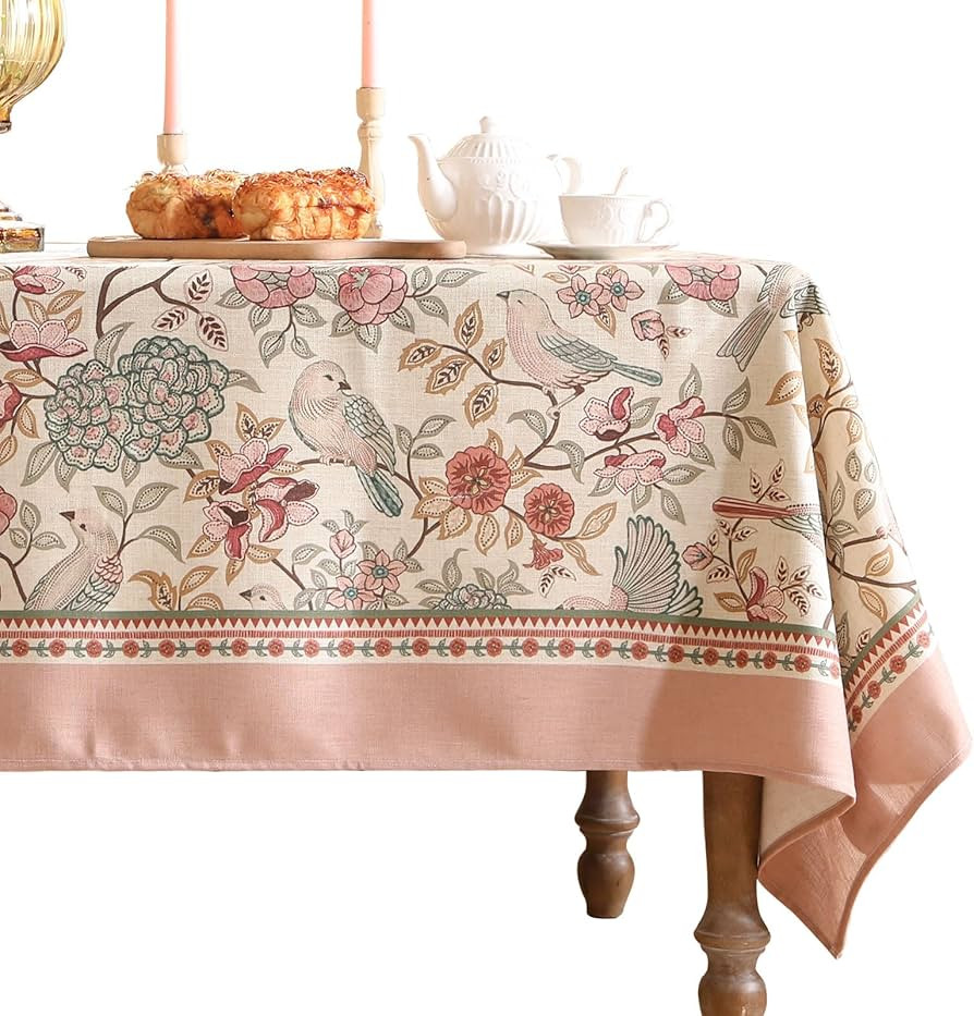patdrea Linen Floral Tablecloth,Decorative Thick French Table Cloth Rectangle Square for Kitchen ... | Amazon (US)