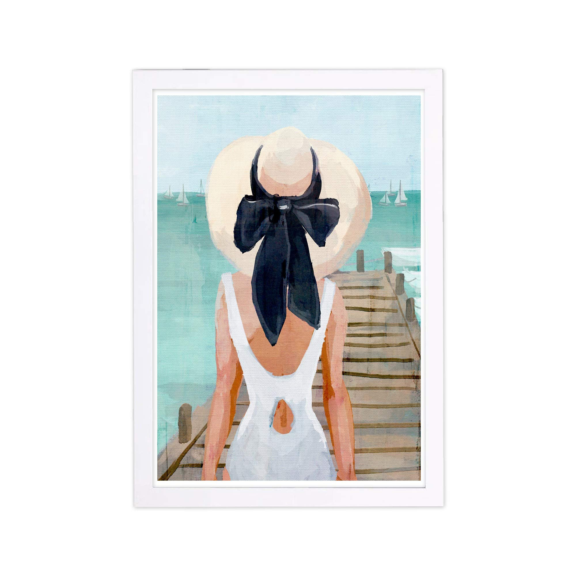 Amazon.com: Nautical and Coastal Framed Wall Art Prints 'Seagreen Pier' Coastal (30712_13x19_SUPERB_PSW_NLC): Posters & Prints | Amazon (US)