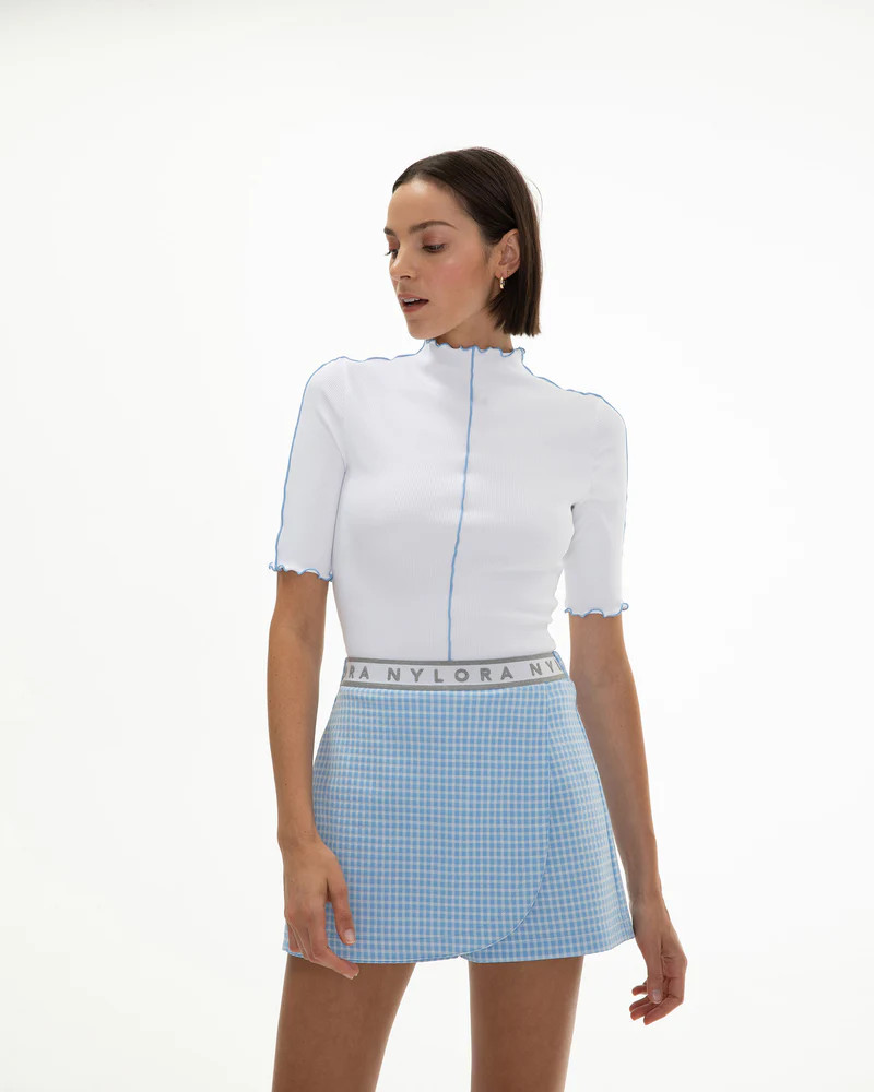 ELENA TOP WHITE & BLUE COMBO | Nylora