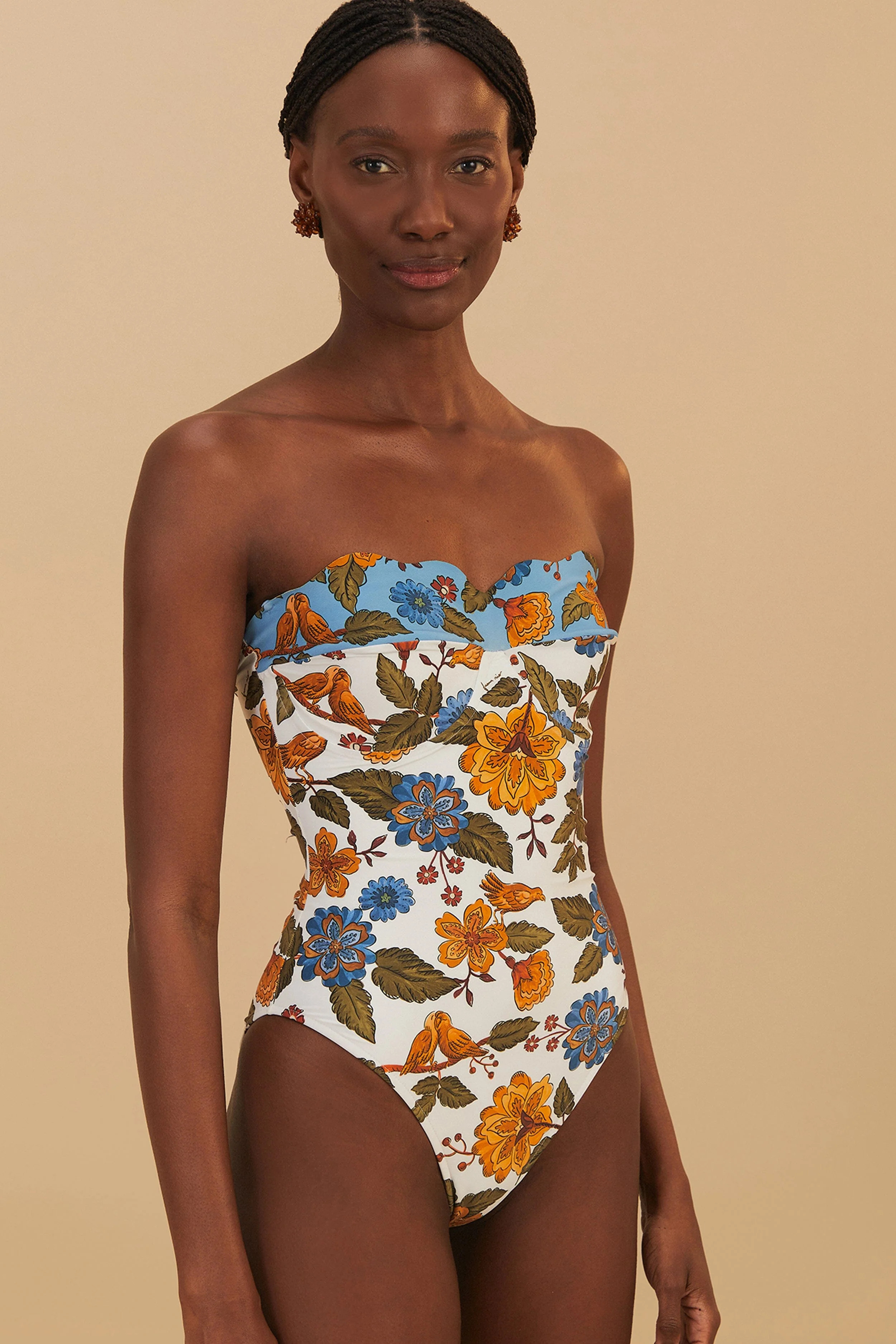 Off-White Garden Scarf One-Piece Swimsuit | FarmRio (US)