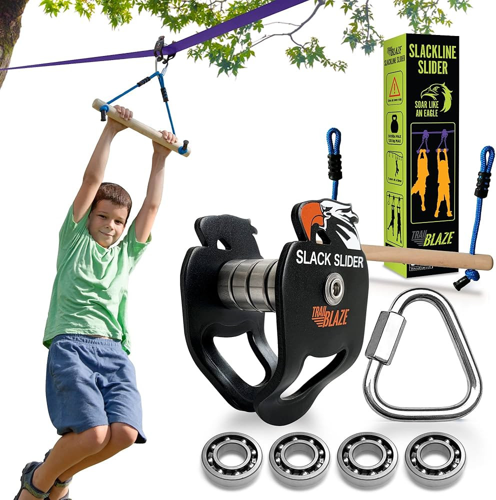 Trailblaze 70 Ft Zipline Kit and Tree Rock Climbing Holds - Slackline Zip Line for Backyard Obsta... | Amazon (US)