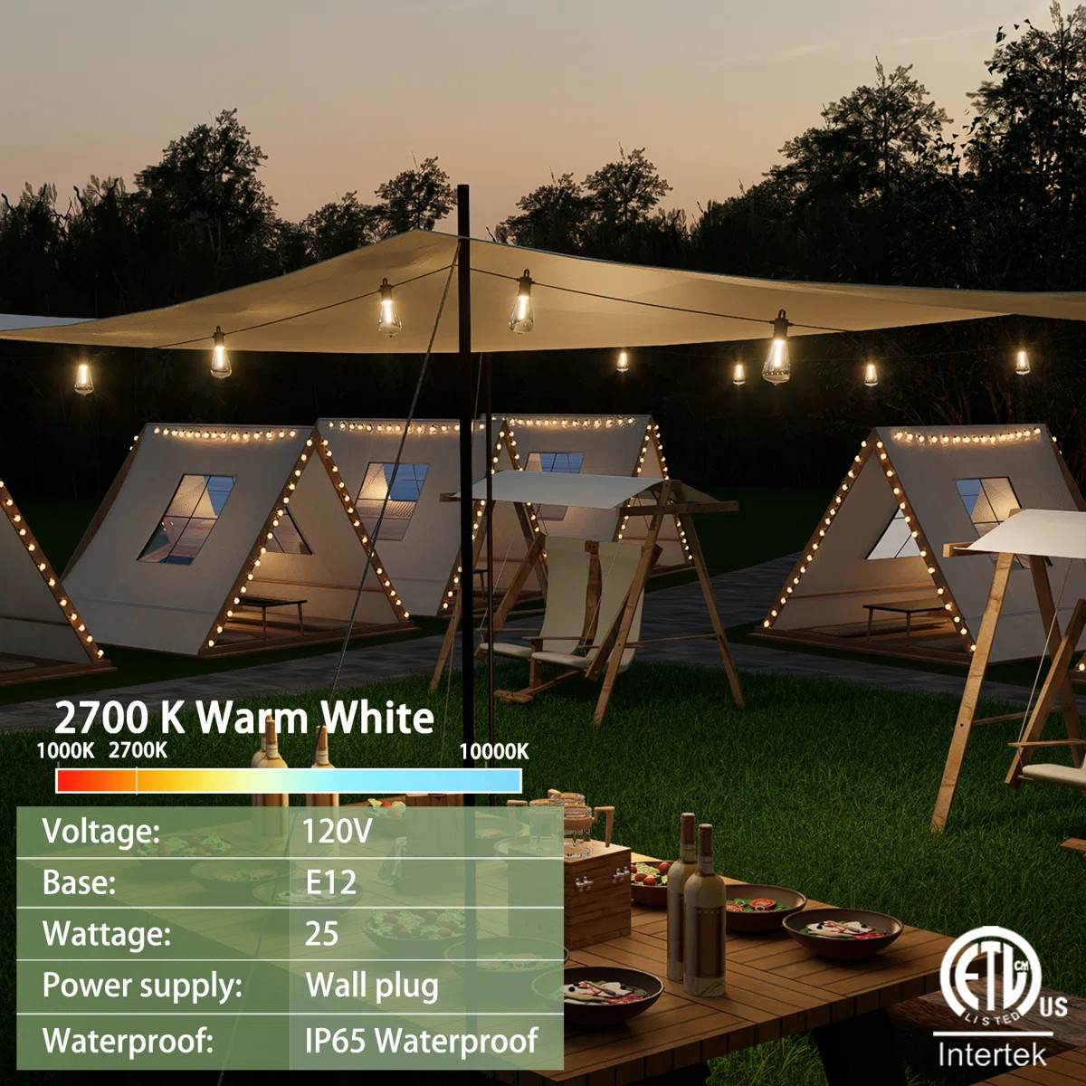 100FT-50 Lights LED Outdoor String Lights Patio Lights with Shatterproof ST38 Bulbs, Connectable ... | Wayfair North America