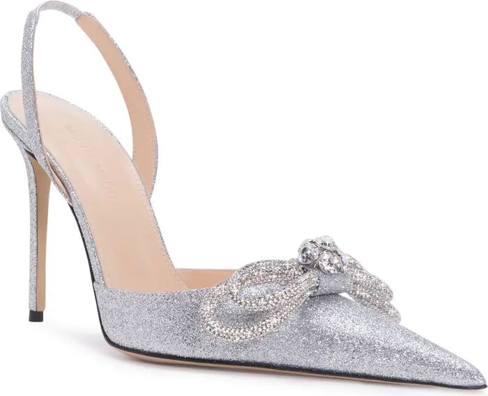 Double Bow Glitter Pointed Toe Slingback Pump (Women) | Nordstrom