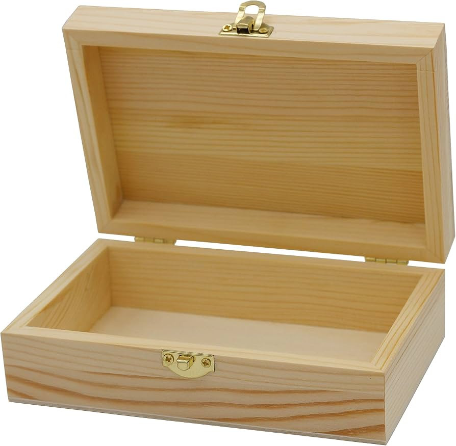 Creative Hobbies Unfinished Wood Craft Box \u2013 Light Unfinished Wood with Clasp \u2013 Make Yo... | Amazon (US)