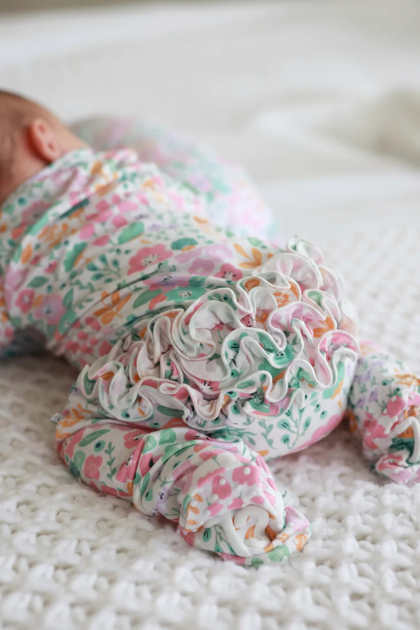 Willow's Whimsy Floral Ruffle Zipper Footie | Caden Lane