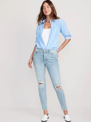 High-Waisted Button-Fly OG Straight Extra-Stretch Ankle Jeans for Women | Old Navy (US)