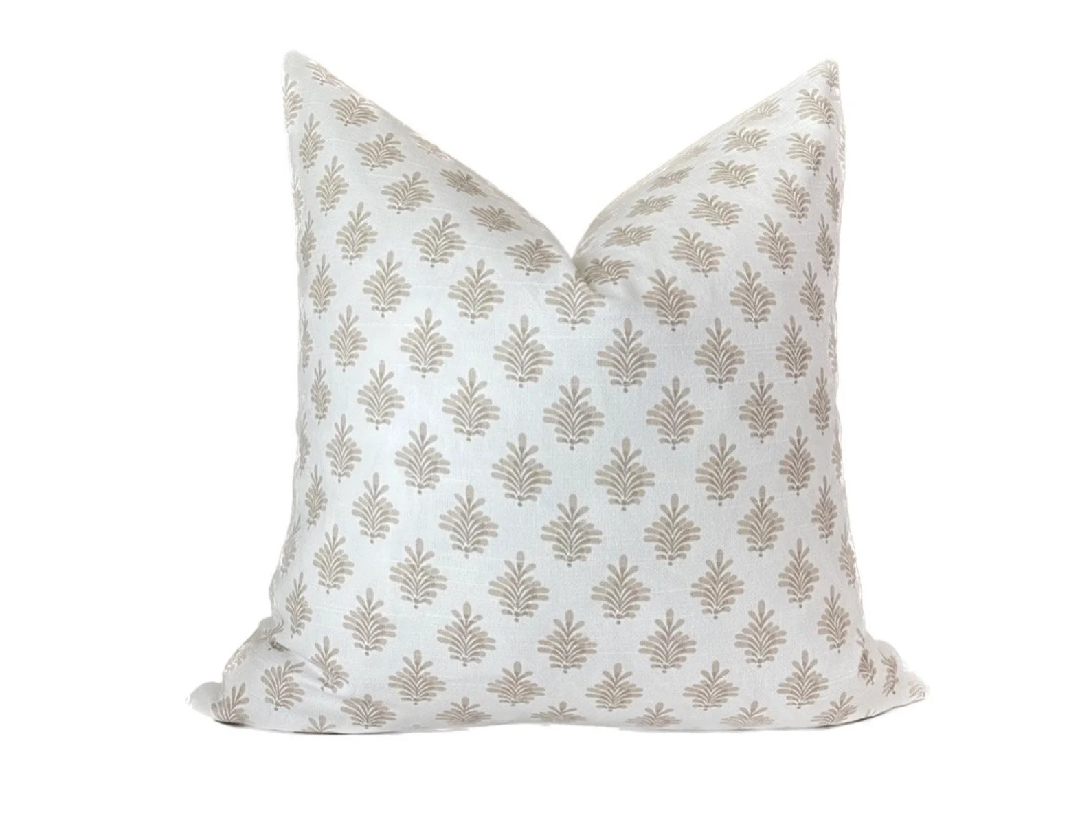 Block Print Pillow Cover Floral Pillow Fall Beige White Throw Pillow Modern Pillow Cover Linen Lo... | Etsy (US)