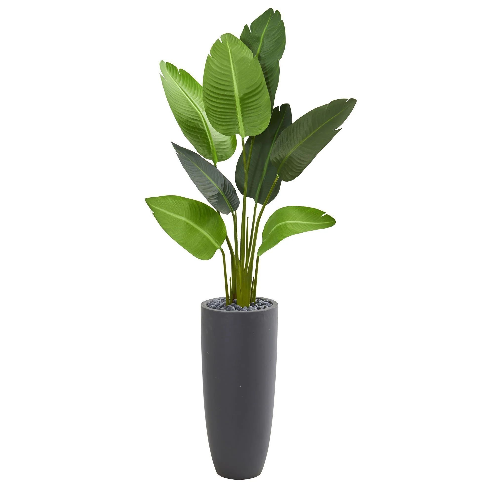 5.5’ Traveler's Palm Artificial Tree in Gray Planter | Nearly Natural | Nearly Natural