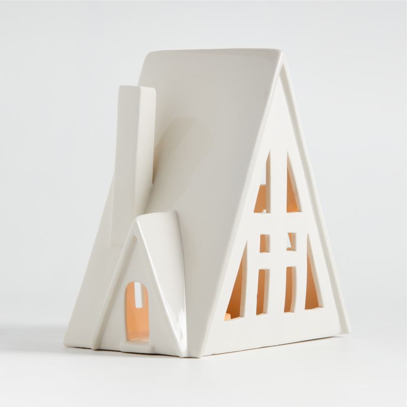 Large White Ceramic Holiday Alpine A-Frame House + Reviews | Crate & Barrel | Crate & Barrel