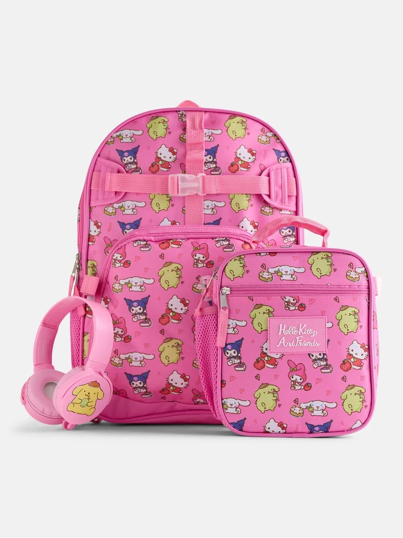 Sanrio Hello Kitty and Friends Girls Backpack Set with Lunch Bag and Headphones, 3 Piece | Walmart (US)