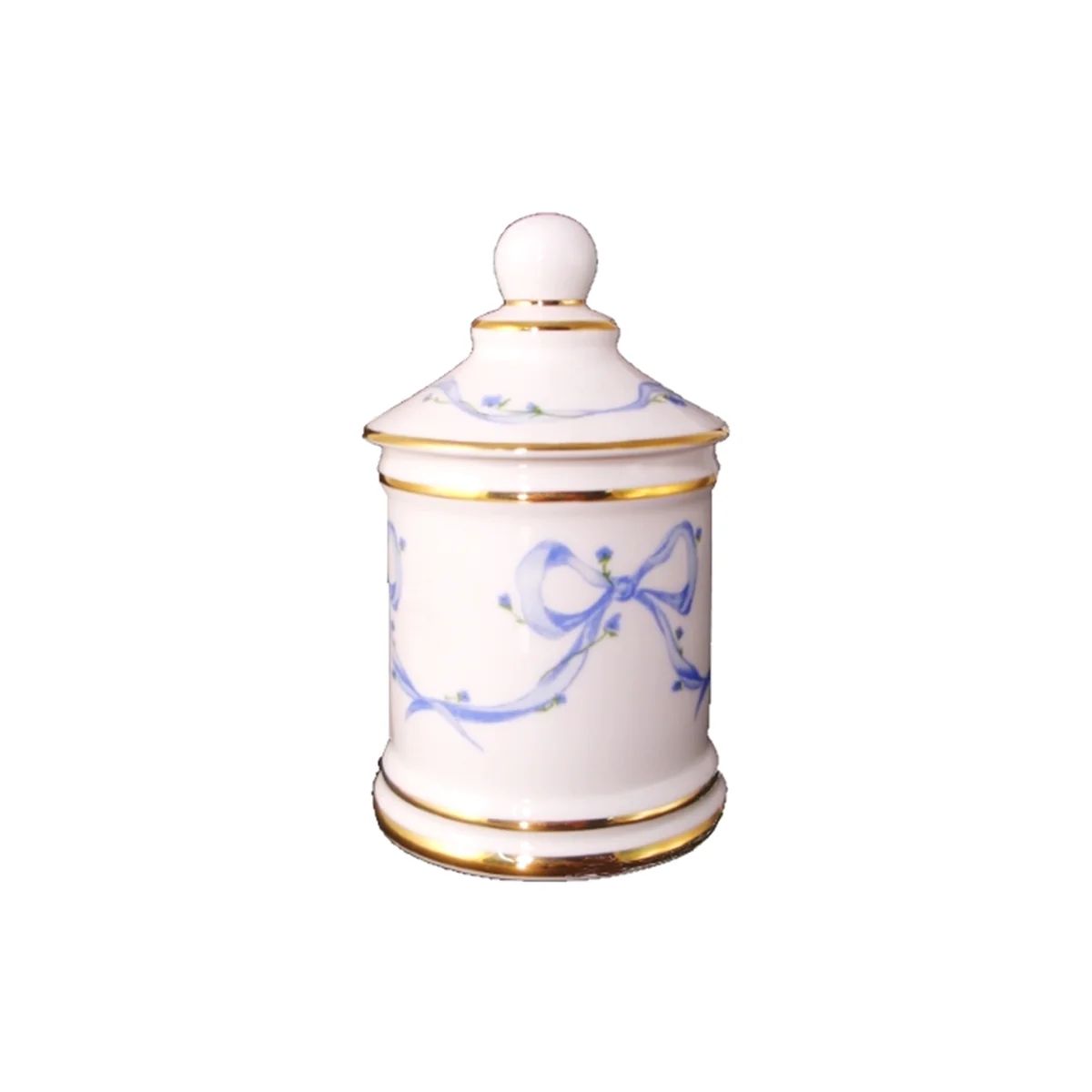 Porcelain Bow Cotton Bud Jar | Bows & Blue