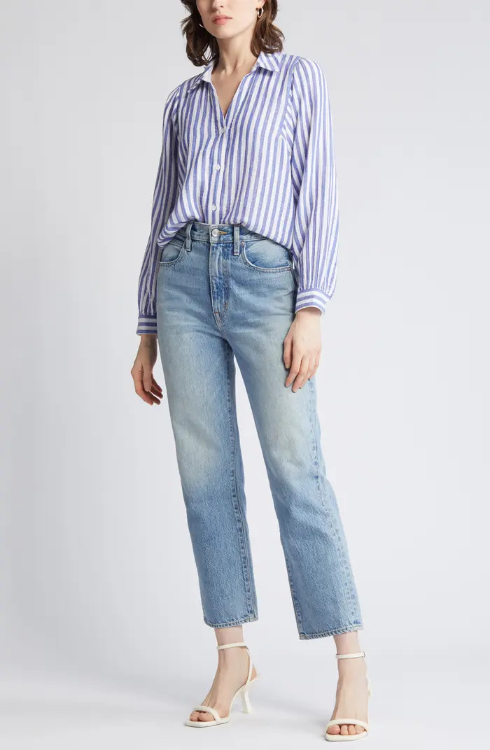 Lo Stripe Organic Cotton Button-Up Shirt | Nordstrom