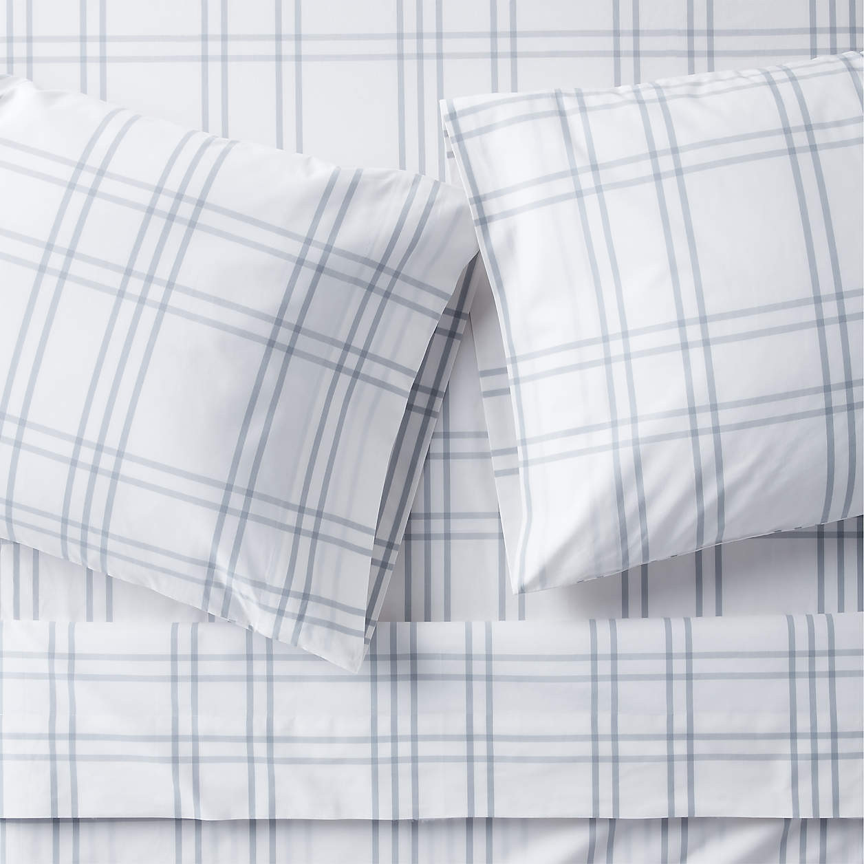 Stax Blue 100% Organic Cotton Kids Full Sheet Set + Reviews | Crate & Kids | Crate & Barrel