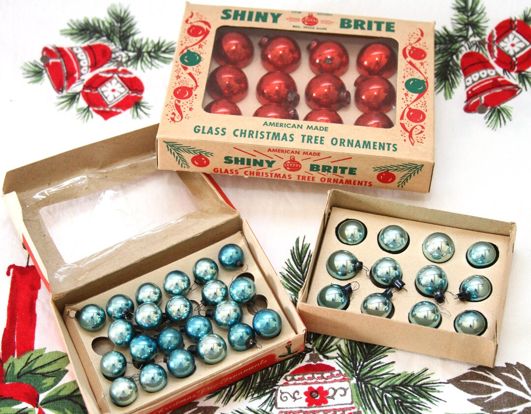 Vintage Shiny Brite Minature Christmas Tree Ornaments 3 Boxes - Etsy | Etsy (US)