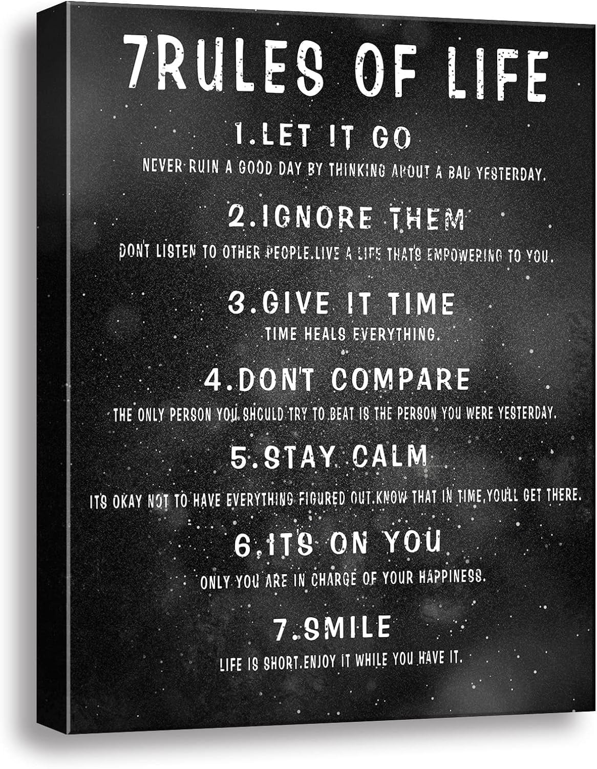 7 Rules of Life Wall Art Motivational Inspirational Poster Printed on Canvas Wall Decor for Livin... | Walmart (US)
