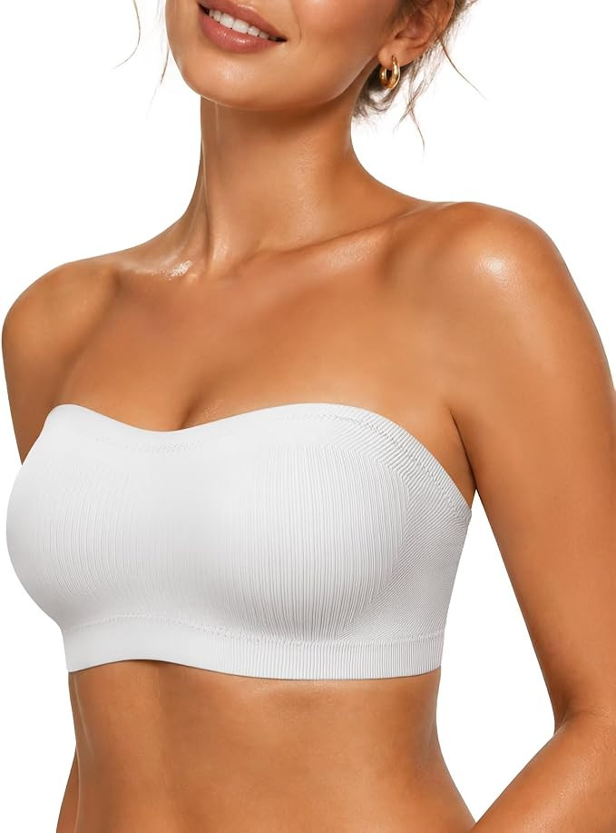 Vertvie Strapless Bra Wireless Push Up Bandeau S-Large Breast | Full Support & Coverage, Non-slip... | Amazon (US)